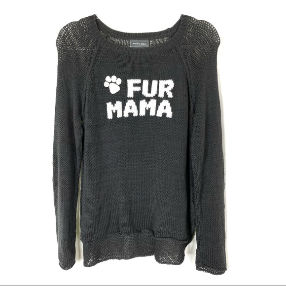 Wooden Ships Sweaters - Wooden Ships | Gray Fur Mama Paw Print Sweater Size M/L